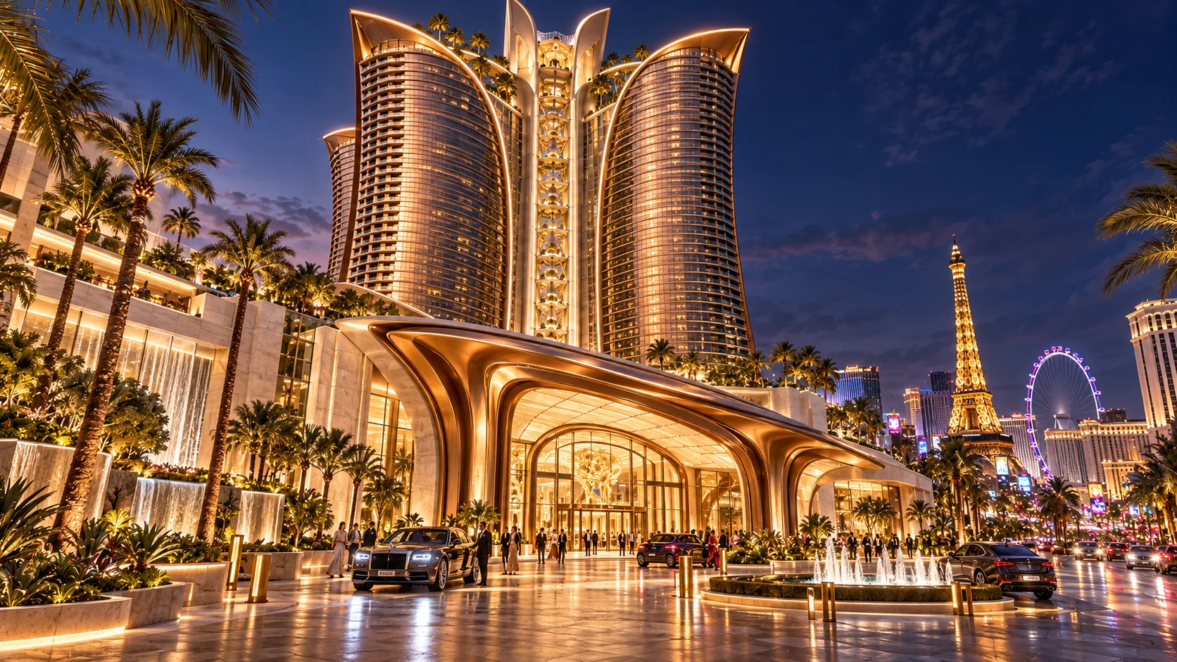 Segal Las Vegas: night arrival architectural visualization